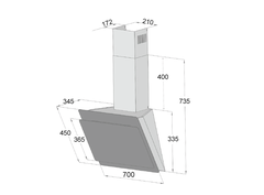 Máy hút mùi kính vát Dann DS700 Titanium