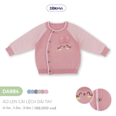 Áo len cài lệch dài tay Dokma DA984 hồng cam