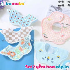 Set 2 yếm hoa xốp in