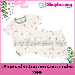 BỘ TAY NGẮN CÀI VAI D222-JB282 TRẮNG XANH