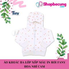 ÁO KHOÁC BA LỚP XỐP MÀU IN RƠI FANY HOA NHÍ CAM