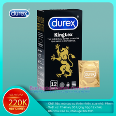 Bao Cao Su Durex Kingtex Size Nhỏ 49mm Hộp 12 Chiếc