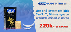 Bao Cao Su Durex Kingtex Size Nhỏ 49mm Hộp 12 Chiếc