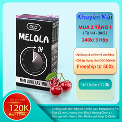 Bao Cao Su OLO Melola Mã M52Gcr Có Gai, Size 52mm, Chống Xuất Tinh Sớm Hộp 12 Chiếc