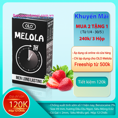 Bao Cao Su OLO Melola M49GSt Size Nhỏ 49mm, Gân Gai Nhỏ, Hương Dâu, Chống Xuất Sớm, Hộp 12 Chiếc