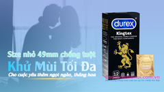 Bao Cao Su Durex Kingtex Size Nhỏ 49mm Hộp 12 Chiếc