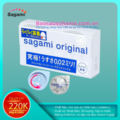 Bao Cao Su Sagami Original Quick 0.02 Dây Rút Đeo Nhanh 6 Chiếc