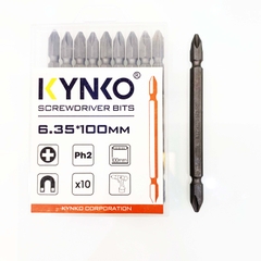 Mũi vít 2 đầu PH2 (không mạ) 100mm Kynko MVKM2XPH2-110-V10 (VỈ 10 CÁI)