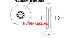 bánh xe ray V 120mm, có bạc đạn - lổ trục 25mm