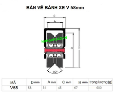 bánh xe ray V 60mm