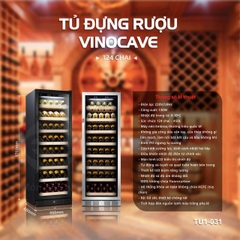 Tủ ướp rượu vang VINOCAVE lốc 124 chai màu đen giá gỗ