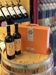 Hộp da 2 chai: Vang Ý 19 độ Nine Lucky Star Primitivo