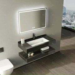 BD1023 - Bàn đá đôi chống xước, bề mặt lì kết hợp chậu liền mép