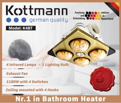 K4BT - Đèn sưởi nhà tắm Kottmann 4 bóng âm trần