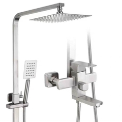 CB04 - Combo trọn bộ phòng tắm, bồn cầu liền khối, bàn đá 1 tầng chậu hươu nổi, gương viền thép đen
