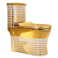 KH103 - Bồn cầu liền khối sứ nung tráng men nano trắng vàng cao cấp