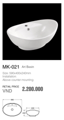 CHẬU ĐẶT BÀN TRẮNG SỨ MK 021
