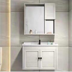 TC193 - Tủ chậu nhôm, mặt chậu sứ liền khối, kèm tủ gương và vòi nóng lạnh