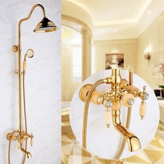 SC3330 - Sen cây cổ điển mạ vàng tay đá cao cấp