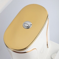 KA1986 - Bồn cầu liền khối trắng vàng, sứ nung tráng men nano cao cấp