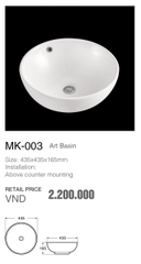 CHẬU LAVABO ĐẶT BÀN MK 003