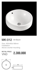CHẬU LAVABO ĐẶT BÀN MK 012