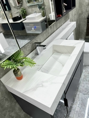 TC2233 - TỦ CHẬU INOX, MẶT CHẬU ĐÁ LIỀN KHỐI CAO CẤP 