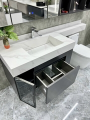 TC2233 - TỦ CHẬU INOX, MẶT CHẬU ĐÁ LIỀN KHỐI CAO CẤP 
