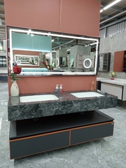 TC2241 - TỦ BÀN ĐÁ, MẶT ĐÁ 2 CHẬU SỨ ÂM KẾT HỢP TỦ DƯỚI