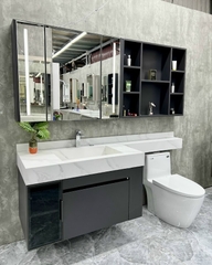 TC2233 - TỦ CHẬU INOX, MẶT CHẬU ĐÁ LIỀN KHỐI CAO CẤP 