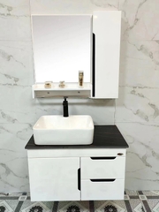 TC175 - Tủ chậu nhựa mặt chậu sứ âm liền khối. KT: 48x80cm