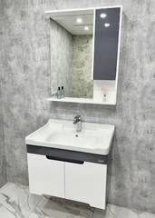 TC2327 - Tủ chậu nhựa PVC, mặt chậu sứ âm liền khối. kích thước 47x60cm
