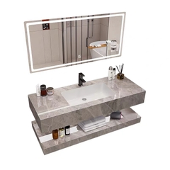 BD1031 - Bàn đá đôi chống xước, bề mặt bóng, chậu liền mép