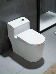 CB03 - Combo trọn bộ phòng tắm, bồn cầu liền khối, bàn đá 1 tầng chậu hươu nổi, gương led tròn cảm ứng