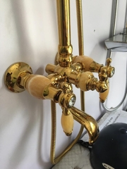SC3330 - Sen cây cổ điển mạ vàng tay đá cao cấp
