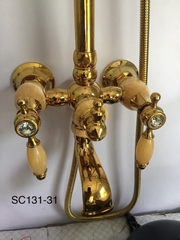 SC3330 - Sen cây cổ điển mạ vàng tay đá cao cấp