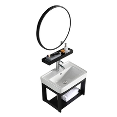 CB15 - Combo trọn bộ phòng tắm, bồn cầu liền khối, tủ chậu nhôm đen cao cấp...