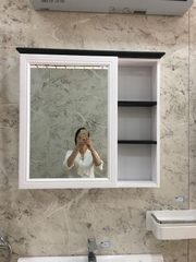TC2077 -Tủ chậu nhựa PVC, mặt chậu sứ liền khối âm, Kích thước 48x80cm