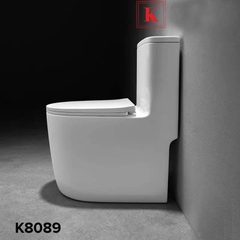 K8089 - Bồn cầu liền khối ghi trắng, men nano tuyết chống bám dính, bộ xả cao cấp, nước xả mạnh và êm.