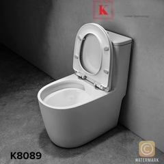 K8089 - Bồn cầu liền khối ghi trắng, men nano tuyết chống bám dính, bộ xả cao cấp, nước xả mạnh và êm.