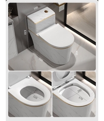 KA602 - Bồn cầu liền khối sứ nung tráng men trắng vàng cao cấp