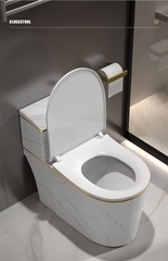 KA602 - Bồn cầu liền khối sứ nung tráng men trắng vàng cao cấp
