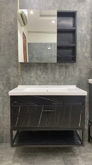 TC2011 - Tủ chậu nhựa PVC, mặt chậu sứ liền khối âm, Kích thước 48x80cm