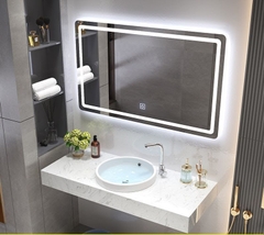 BÀN ĐÁ ĐƠN NHÂN TẠO TRONG NƯỚC 1 TẦNG KẾT HỢP CHẬU BÁN ÂM TRÒN VÀ GƯƠNG LED BD17