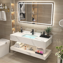 NT11 - Bàn đá đôi chống xước, bề mặt nhám kết hợp chậu sứ âm(Chưa bao gồm gương và vòi)