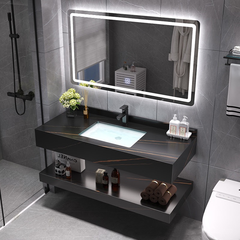NT12 - Bàn đá đôi chống xước, bề mặt nhám kết hợp chậu sứ âm(Chưa bao gồm gương và vòi)