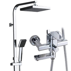 CB16 - Combo trọn bộ phòng tắm, bồn cầu liền khối, bàn đá đơn chậu nổi, sen cây nhiệt độ..