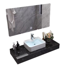 WIN19 - Combo trọn bộ phòng tắm, bồn cầu liền khối,  bàn đá 1 tầng chậu sứ nổi, sen cây bàn phím ghi xám.........