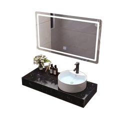 WIN18 - Combo trọn bộ phòng tắm, bồn cầu liền khối,  bàn đá 1 tầng chậu sứ nổi, sen cây trắng vàng 3 nhấn......