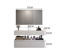 BD1024 - Tủ bàn đá, mặt đá chống xước, kết hợp chậu sứ âm, vòi nóng lạnh tủ dưới nhựa, tủ gương cánh mở
